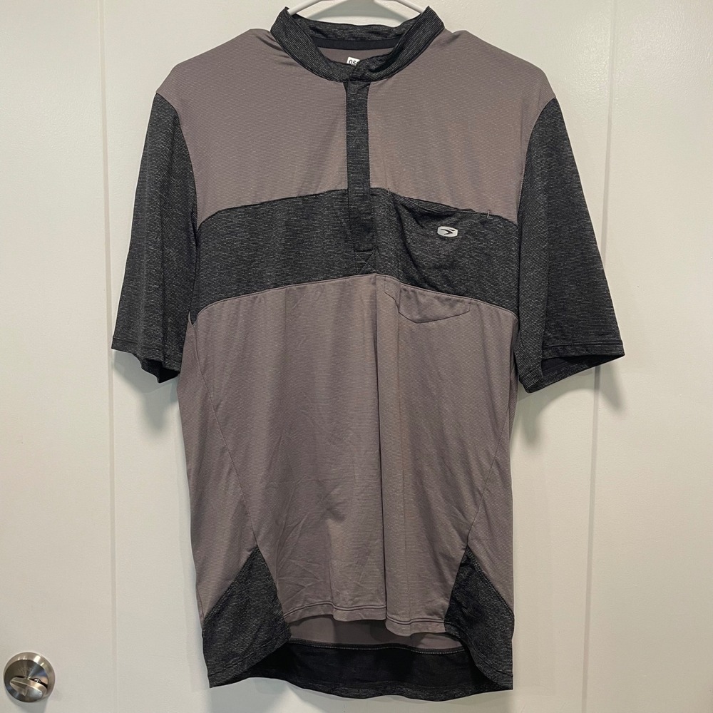 Sombrio Mens Grey Short Sleeve Cycling Jersey Quarter Button Pockets Size L